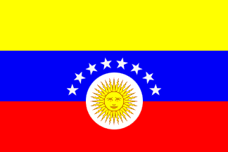 [like the venezuelan flag with the addition of the argentian sun]